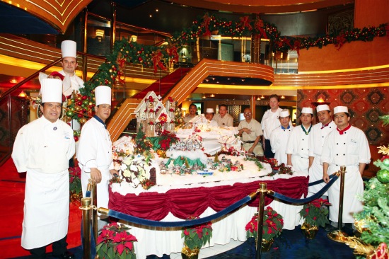 Enjoying festivities aboard Holland America Line