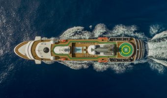 overhead shot of cruise ship