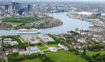 aerial view of cruise ship