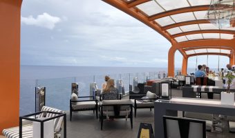 outdoor lounge area on cruise ship
